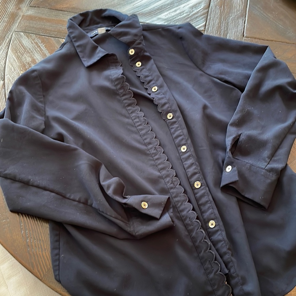 Navy Scalloped button Up Tommy Hilfiger Small